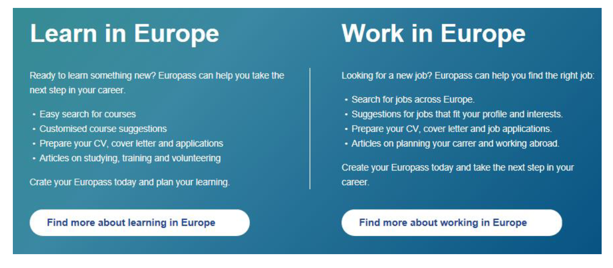 Prikaz Europass platforme