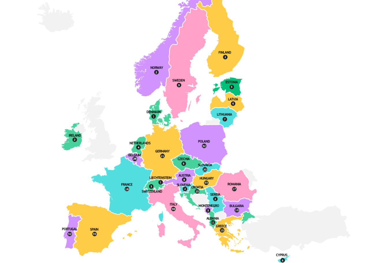prikaz mape događanja za Europski tjedan vještina u strukovnom obrazovanju na dan 19.10.2020.
